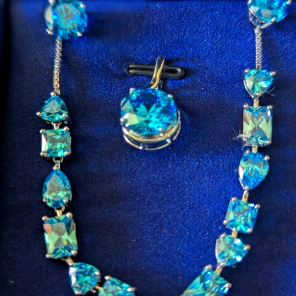Topez Blue Earrings, Bracelet & Pendent Set NIB - Picture 2 of 2